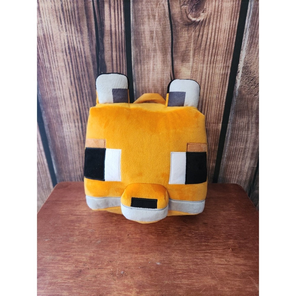 Minecraft Fox Plush Backpack Orange Mojang Pixelated Kids Bookbag NWT